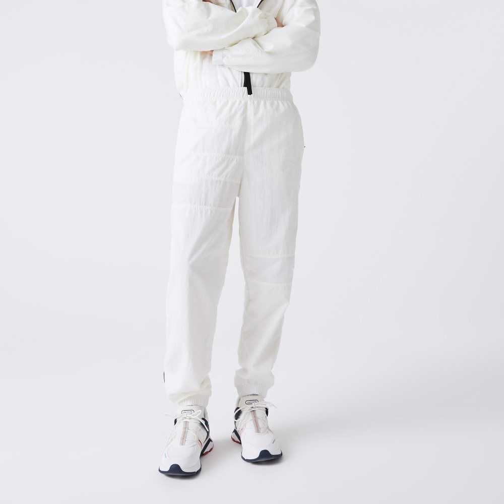 White Lacoste Patchwork Water-Repellent Trackpants | UFZQAC-437