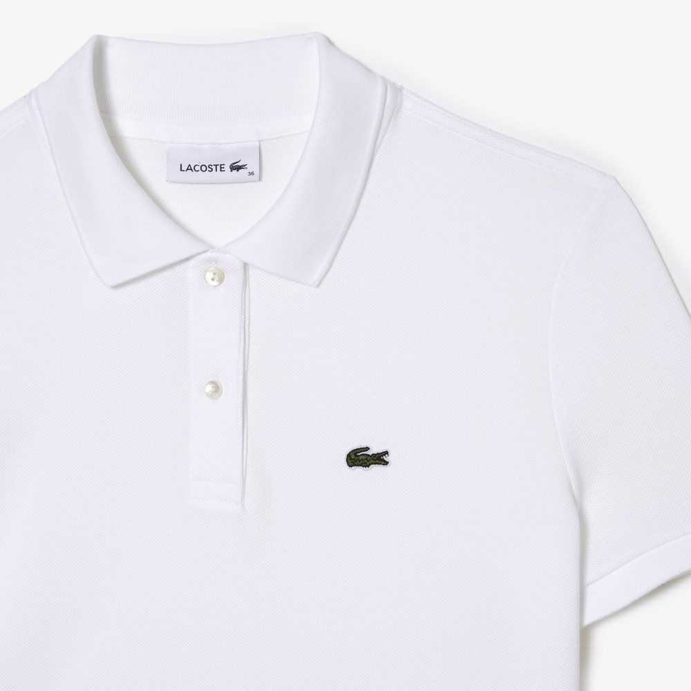 White Lacoste Pique Knit Polo Dress | FGZIDP-378