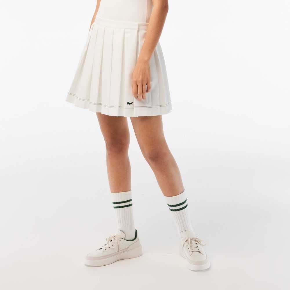 White Lacoste Pleated Skirt | LRQVKU-317