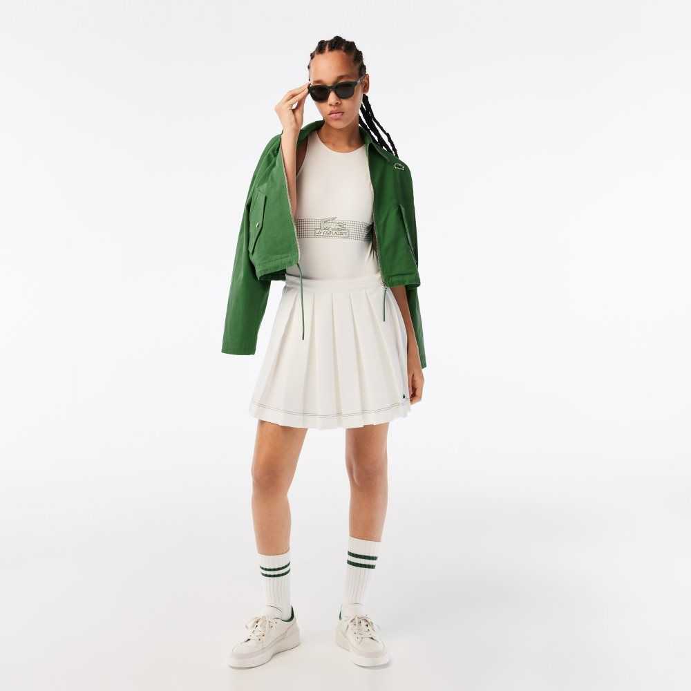 White Lacoste Pleated Skirt | LRQVKU-317