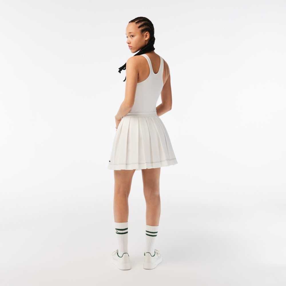 White Lacoste Pleated Skirt | LRQVKU-317