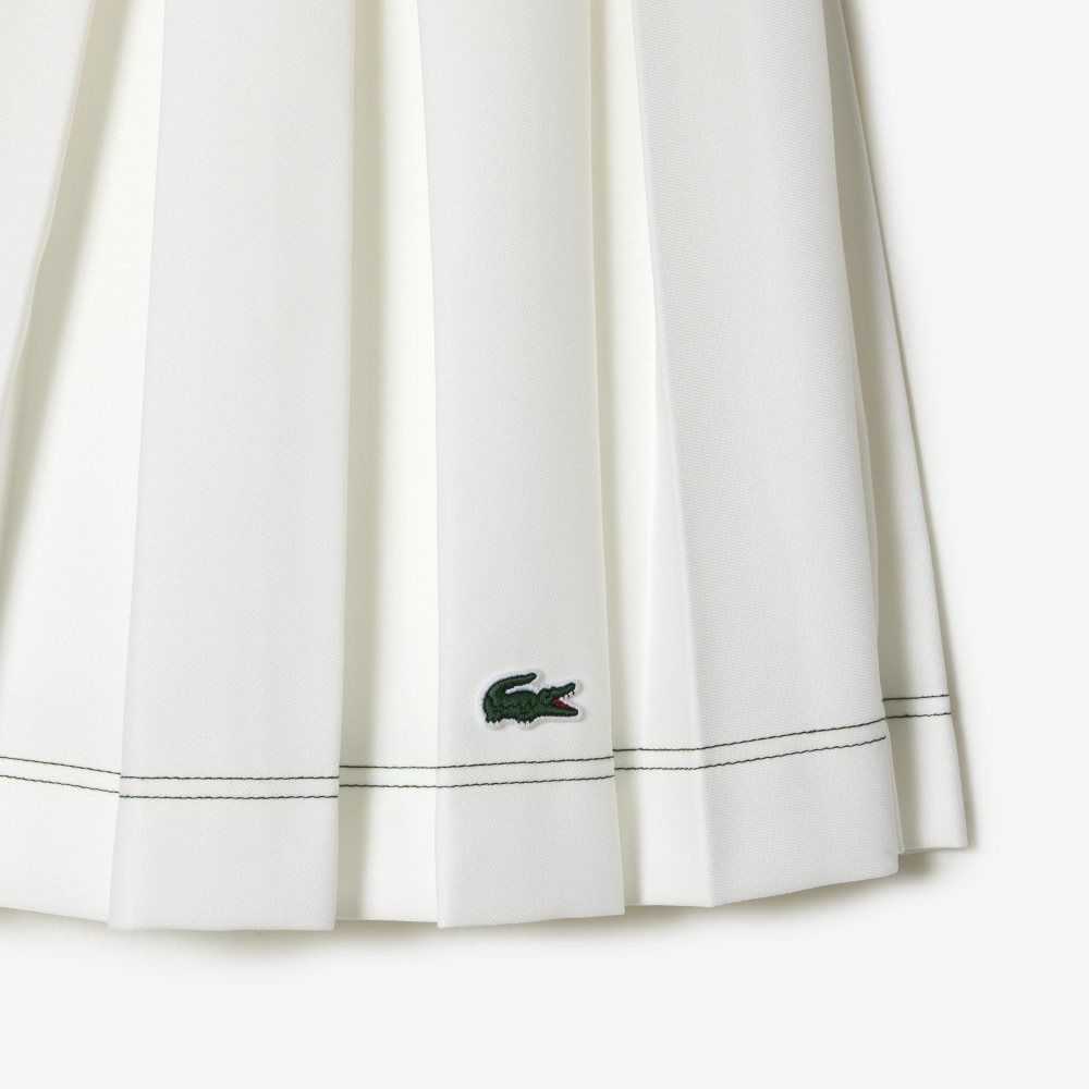 White Lacoste Pleated Skirt | LRQVKU-317