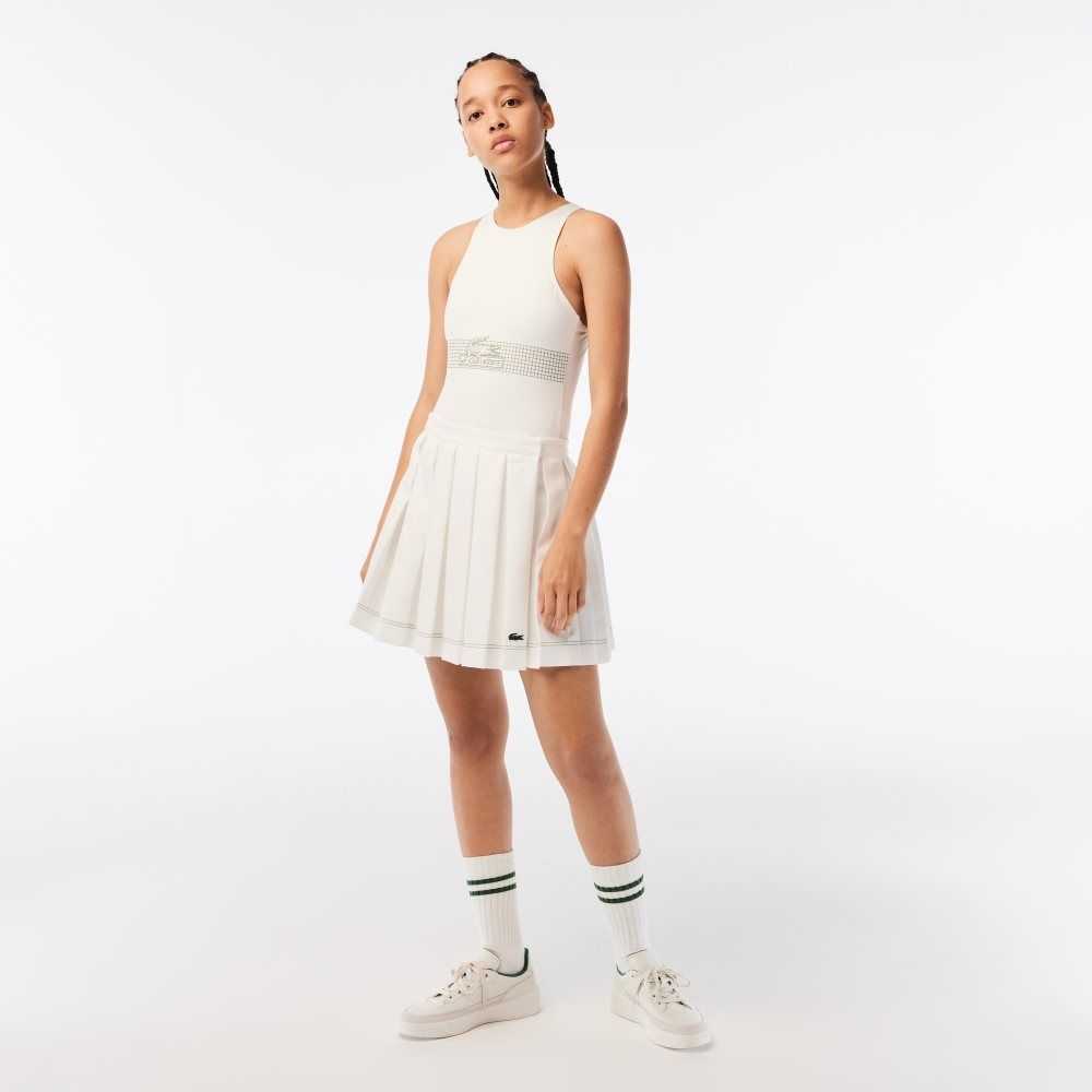 White Lacoste Pleated Skirt | LRQVKU-317