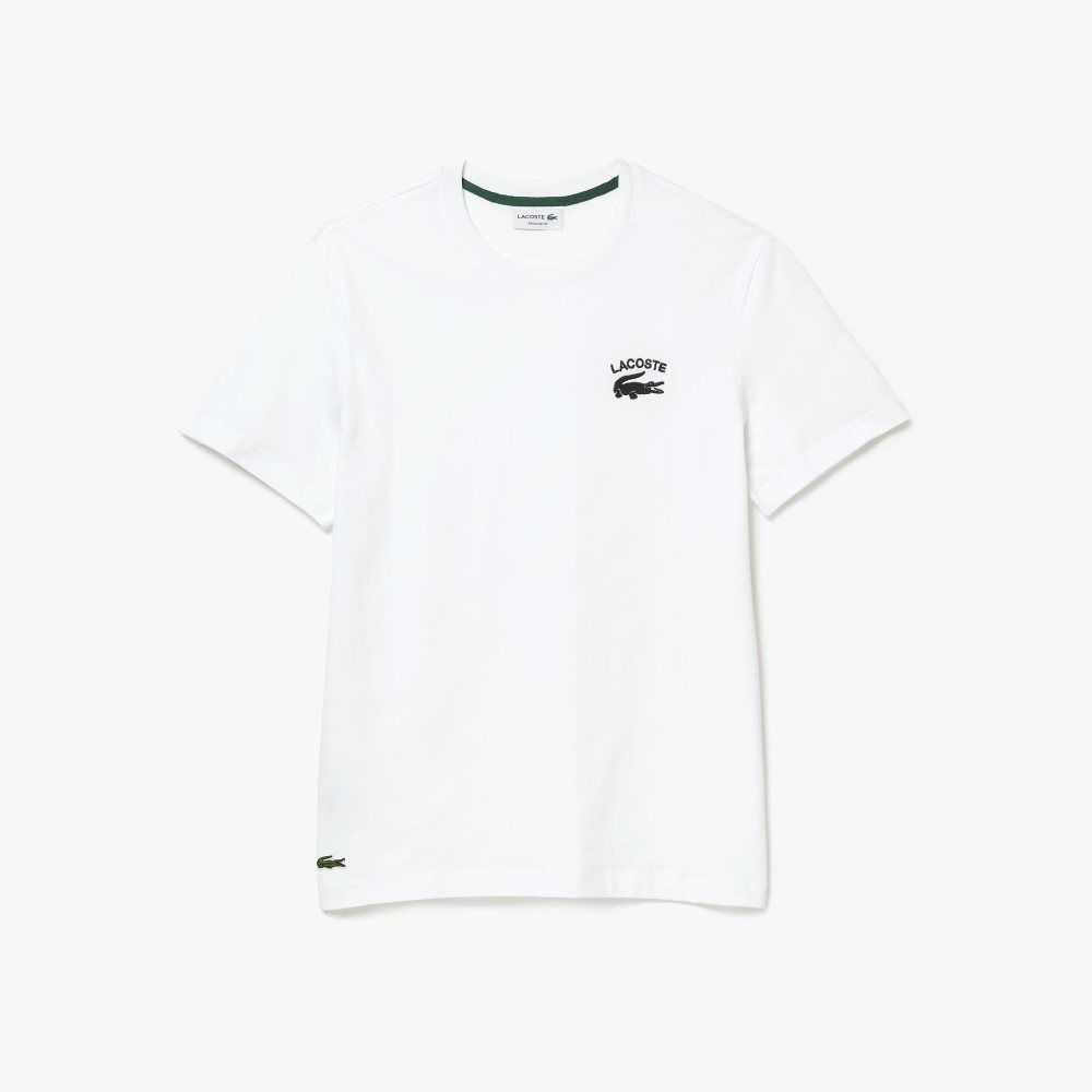 White Lacoste Regular Fit Cotton Jersey T-Shirt | KFLGPT-941