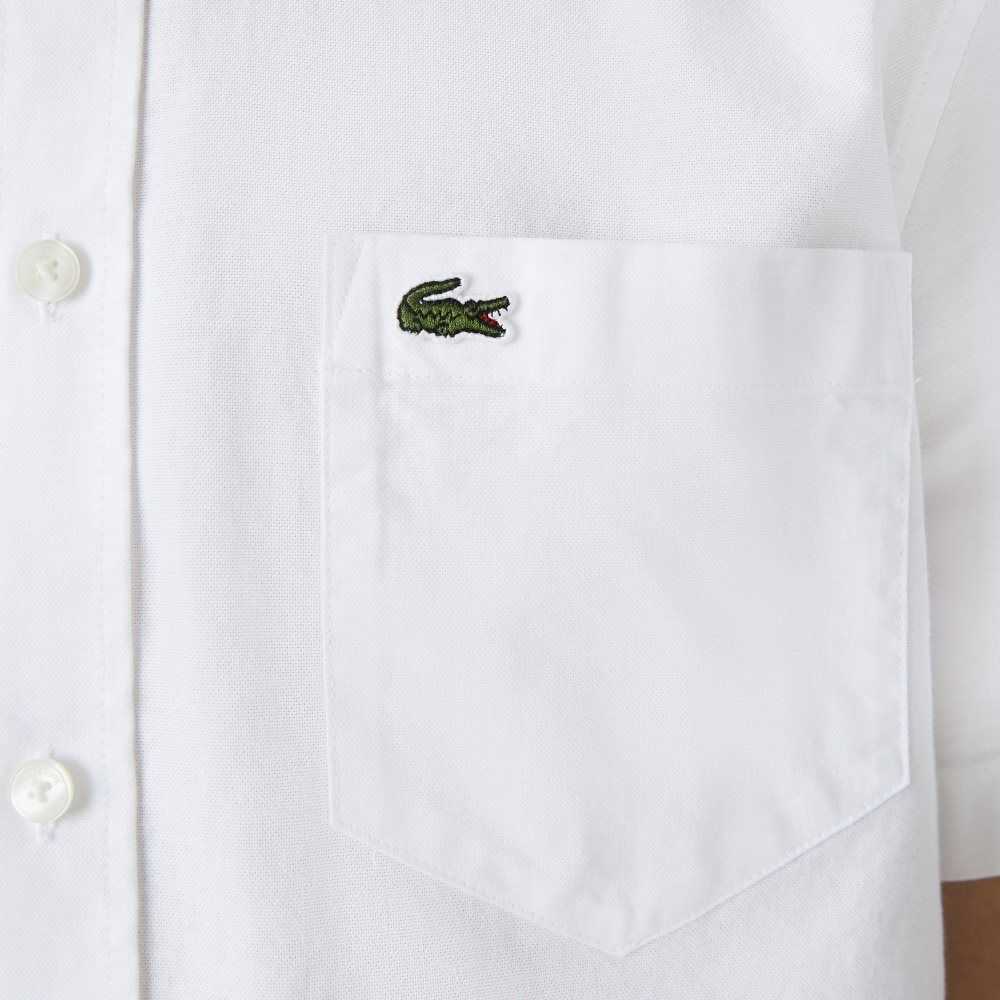 White Lacoste Regular Fit Cotton Shirt | ZLPWTS-739