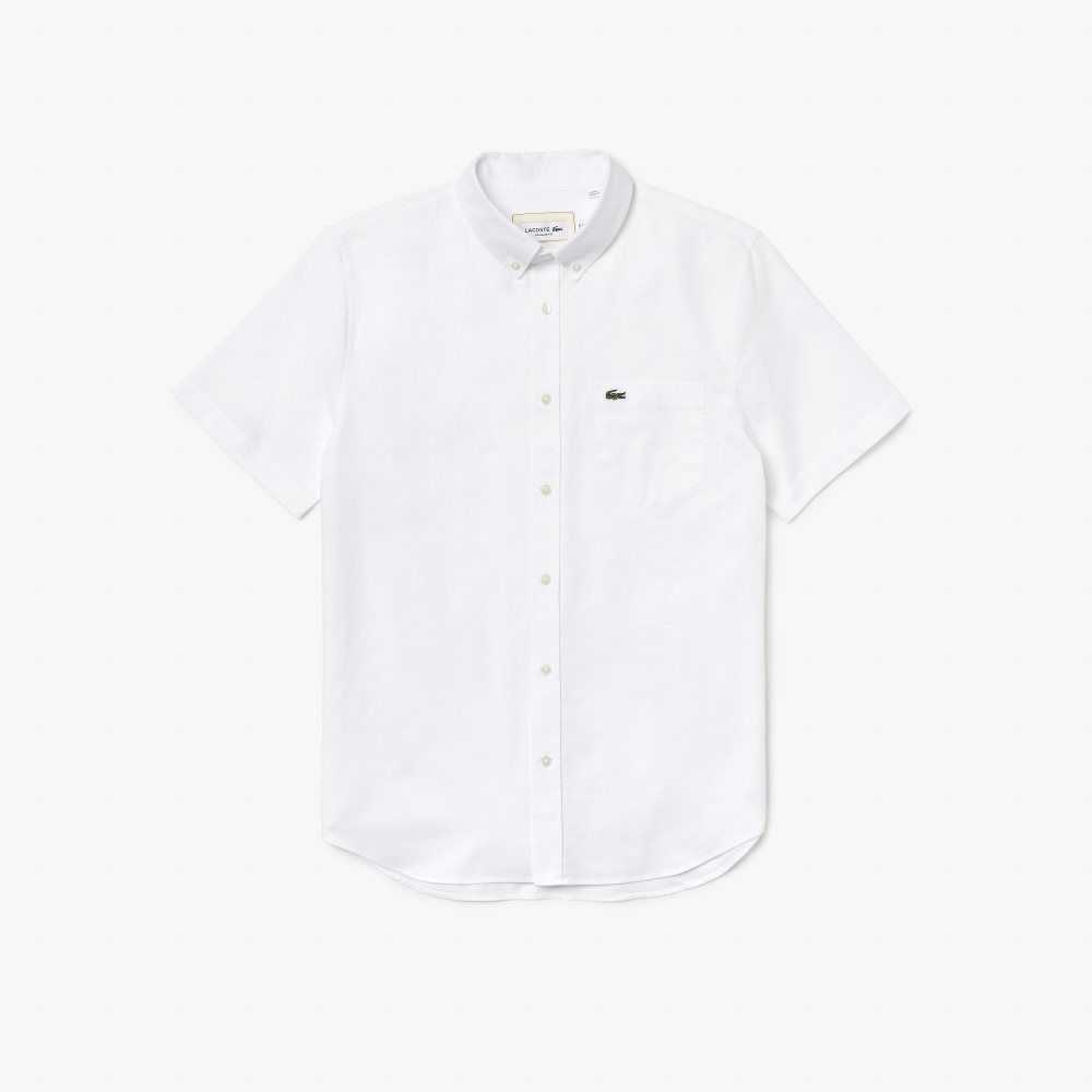 White Lacoste Regular Fit Cotton Shirt | ZLPWTS-739