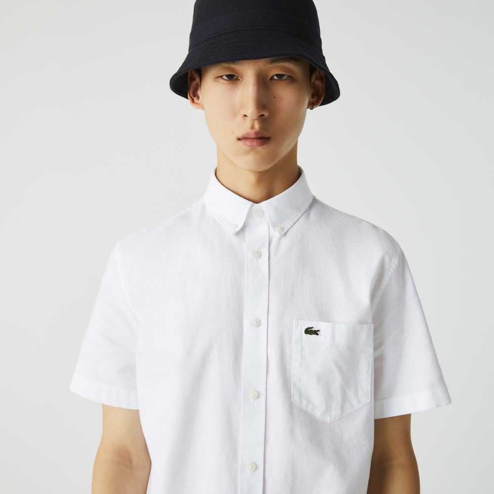 White Lacoste Regular Fit Cotton Shirt | ZLPWTS-739