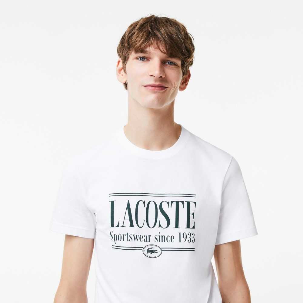 White Lacoste Regular Fit Jersey T-Shirt | PGVTWL-859