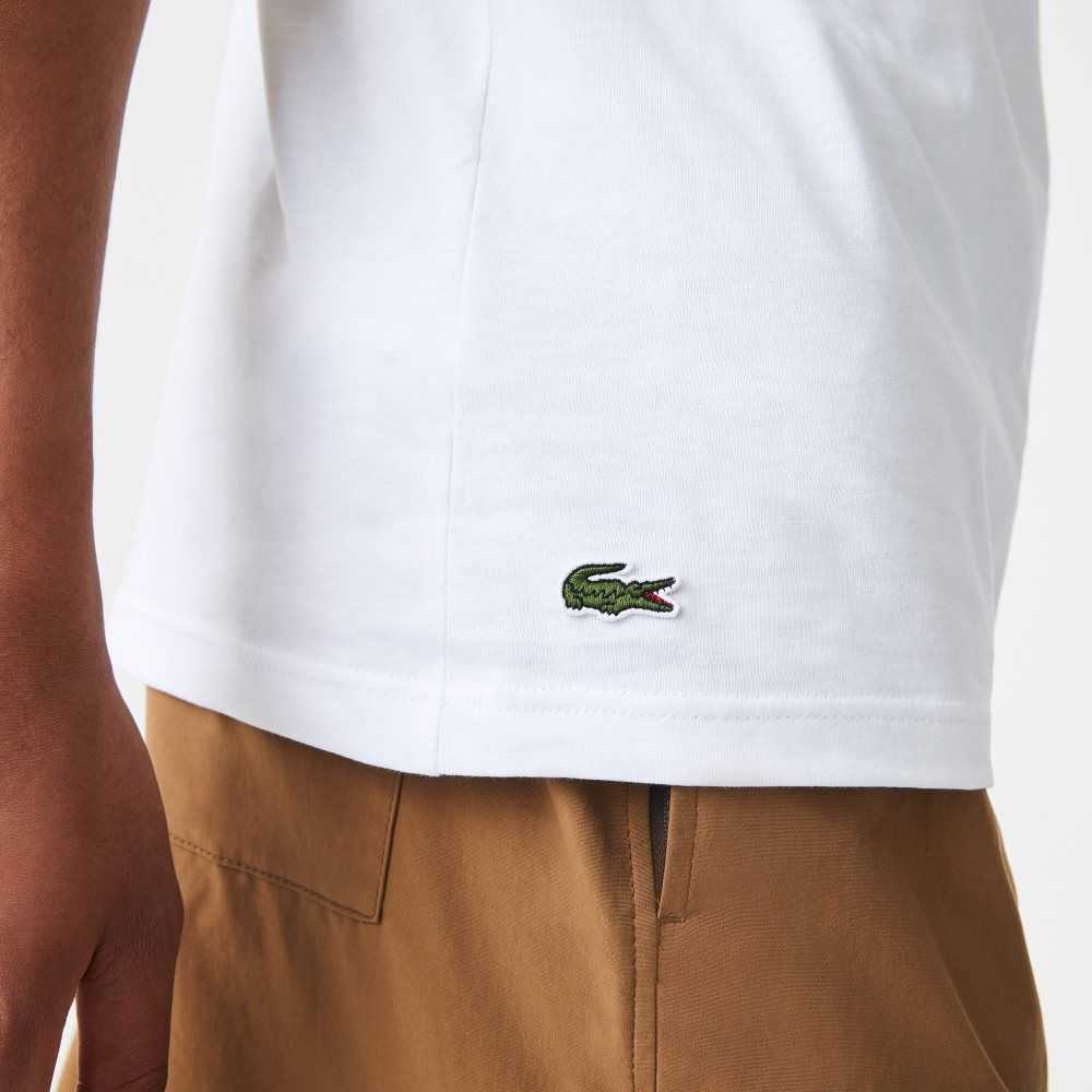 White Lacoste Regular Fit Jersey T-Shirt | PGVTWL-859