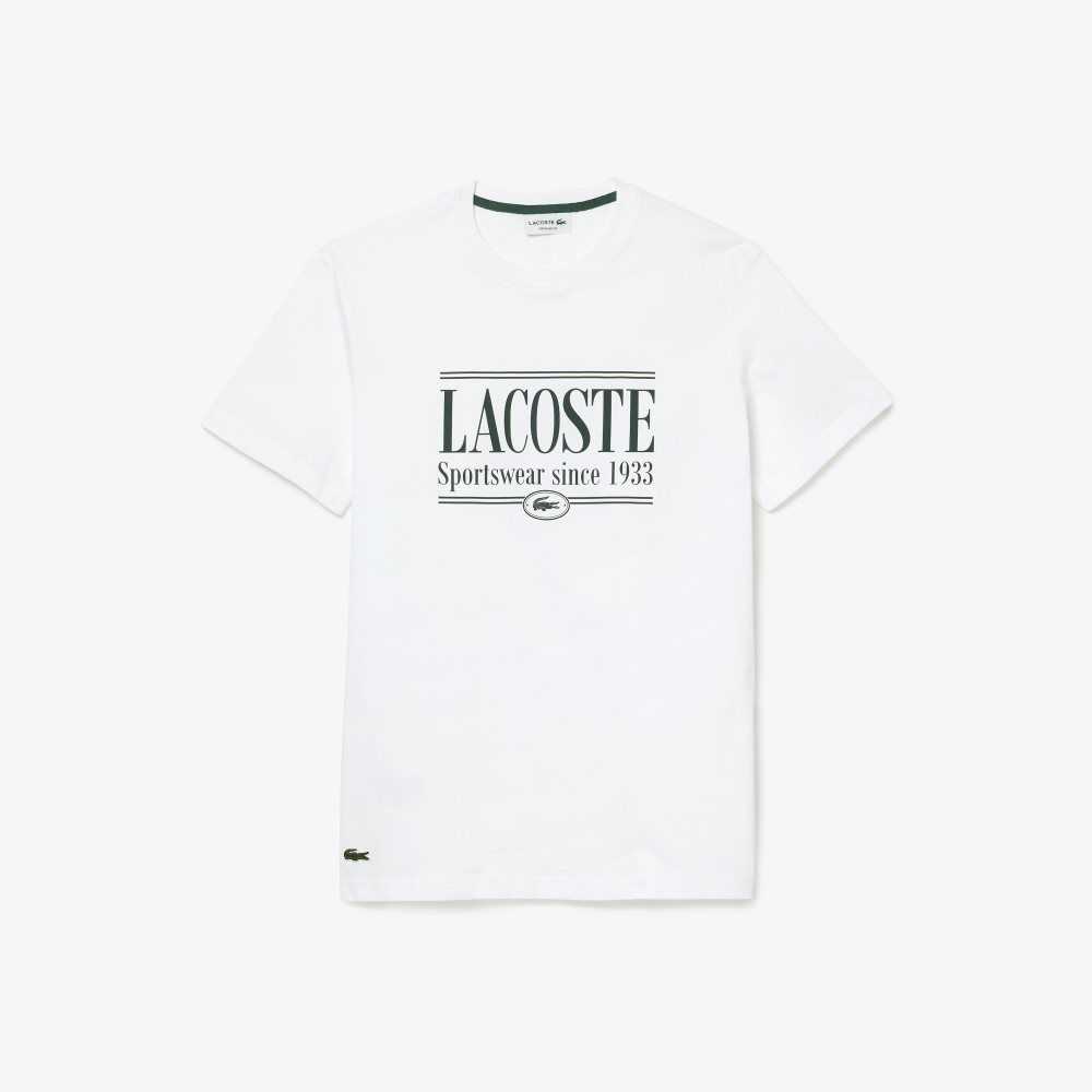 White Lacoste Regular Fit Jersey T-Shirt | PGVTWL-859