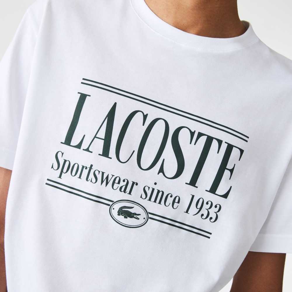 White Lacoste Regular Fit Jersey T-Shirt | PGVTWL-859