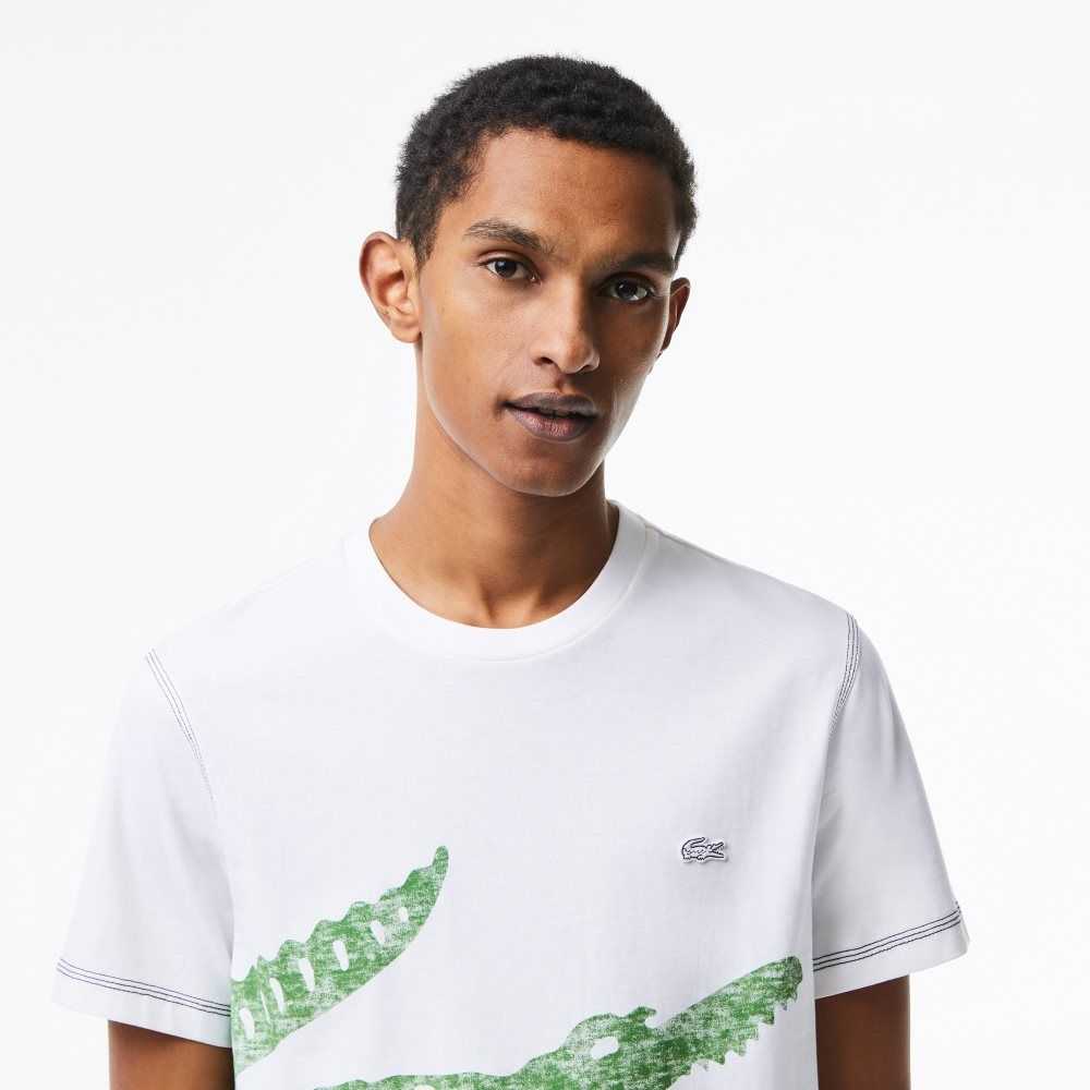 White Lacoste Regular Fit Organic Cotton Jersey T-Shirt | OUFPNH-156