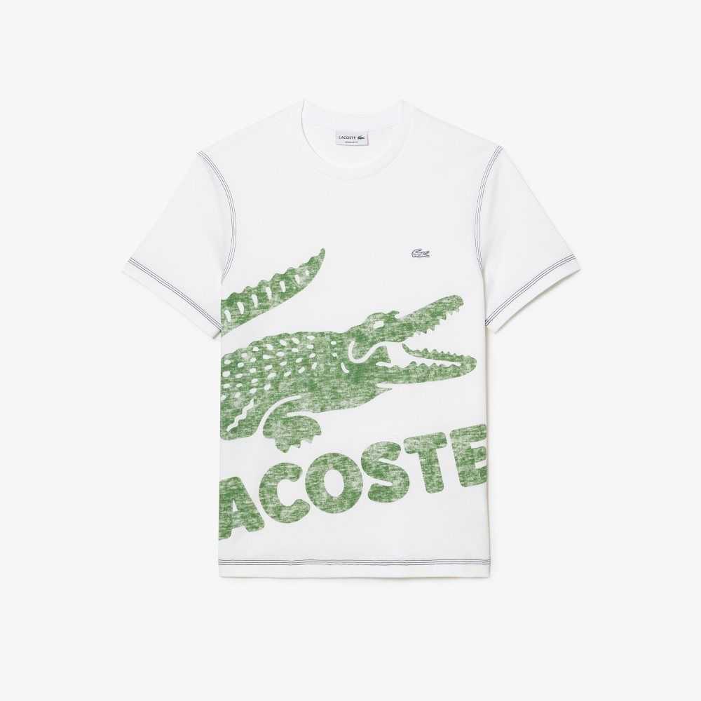 White Lacoste Regular Fit Organic Cotton Jersey T-Shirt | OUFPNH-156