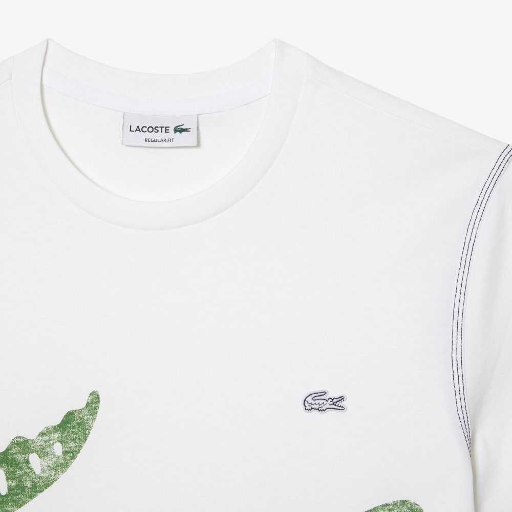 White Lacoste Regular Fit Organic Cotton Jersey T-Shirt | OUFPNH-156