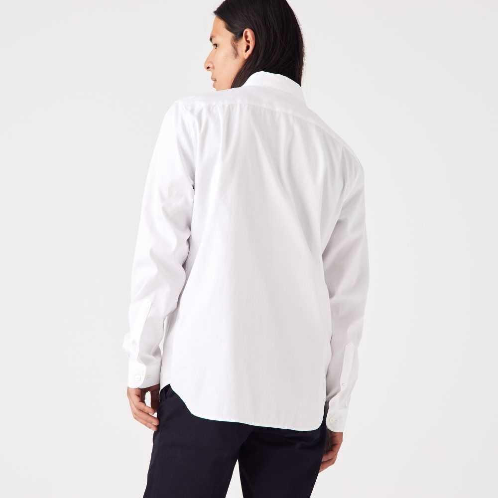 White Lacoste Regular Fit Premium Cotton Shirt | TOURBZ-951