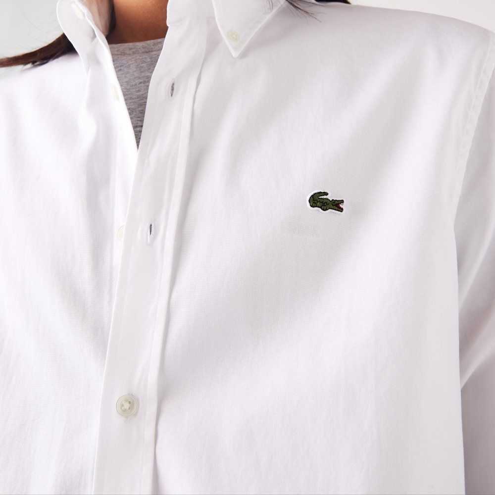 White Lacoste Regular Fit Premium Cotton Shirt | TOURBZ-951