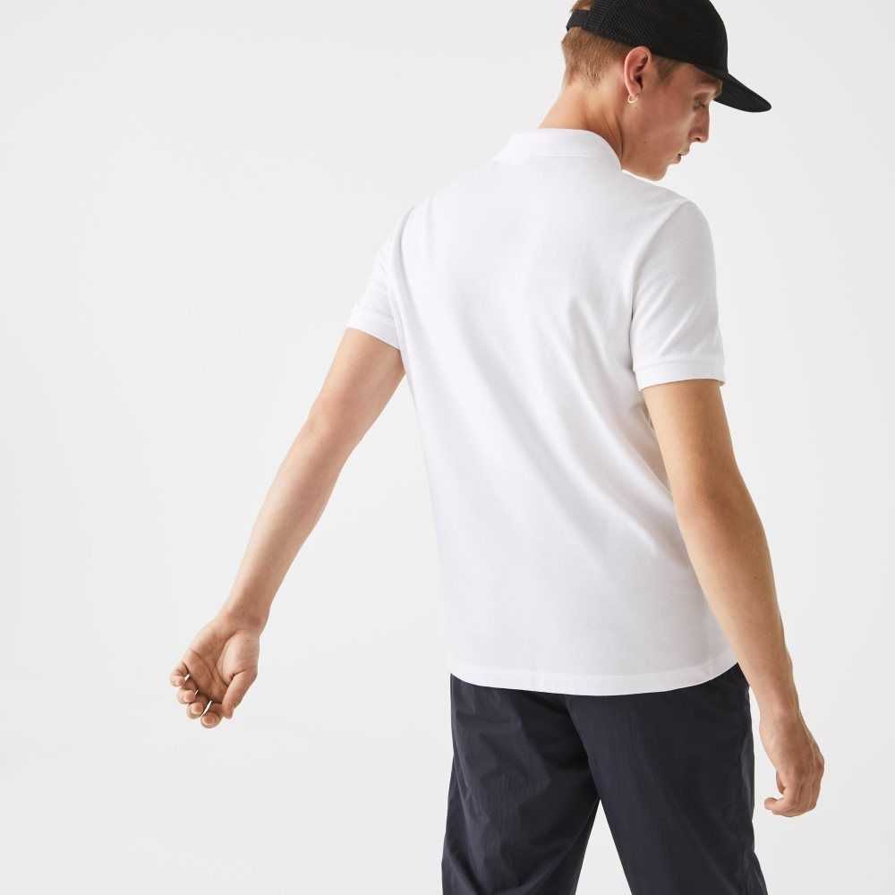 White Lacoste Regular Fit Signature Cotton Pique Polo | KACURI-876