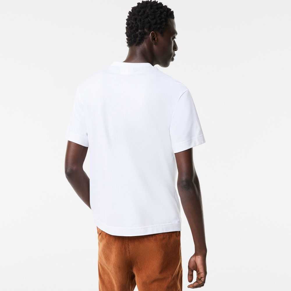 White Lacoste Relaxed Fit Crocodile T-Shirt | RYAFJT-732