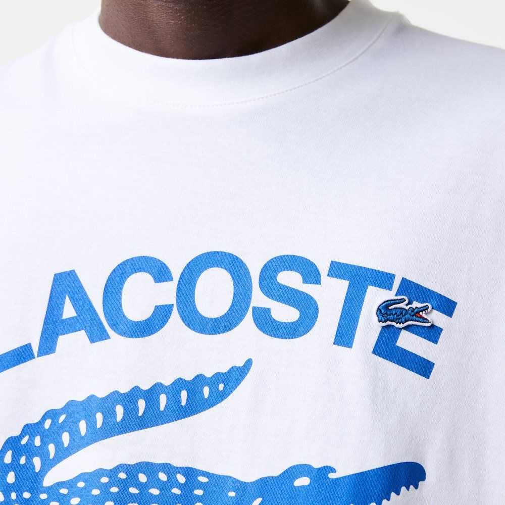 White Lacoste Relaxed Fit Crocodile T-Shirt | RYAFJT-732