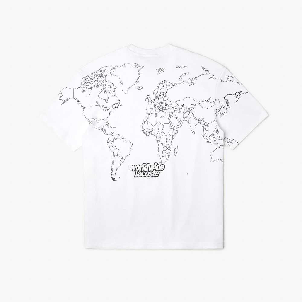 White Lacoste Relaxed Fit Organic Cotton Jersey T-Shirt | IYTPDX-586