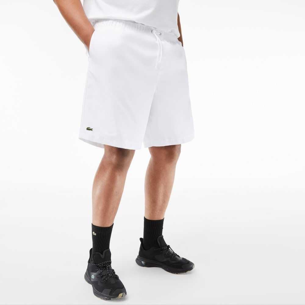 White Lacoste SPORT Big Fit Jersey Lined Shorts | MTXKGD-213