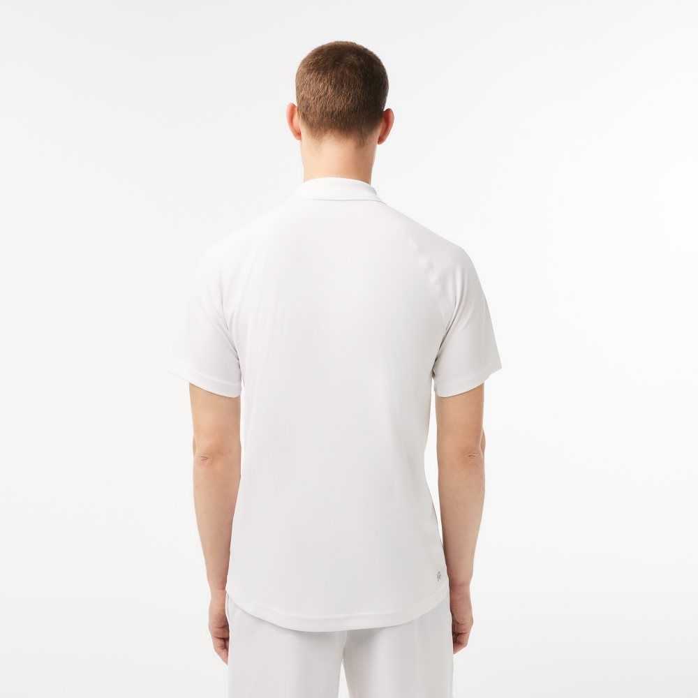 White Lacoste SPORT Breathable Abrasion-Resistant Interlock Polo | KCNOMT-176