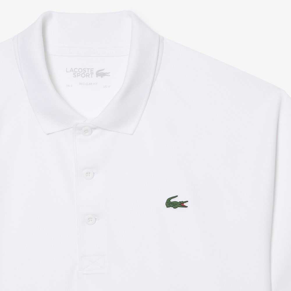 White Lacoste SPORT Breathable Abrasion-Resistant Interlock Polo | KCNOMT-176