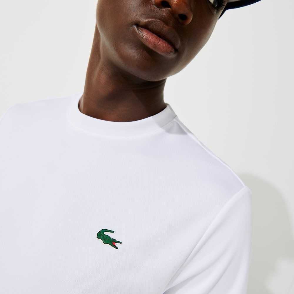 White Lacoste SPORT Breathable Pique T-Shirt | PLOASM-362