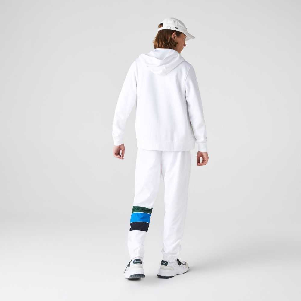 White Lacoste SPORT Lightweight Bi-material Hoodie | YVSKBN-175