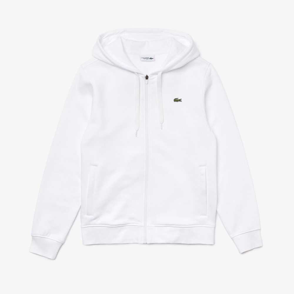 White Lacoste SPORT Lightweight Bi-material Hoodie | YVSKBN-175