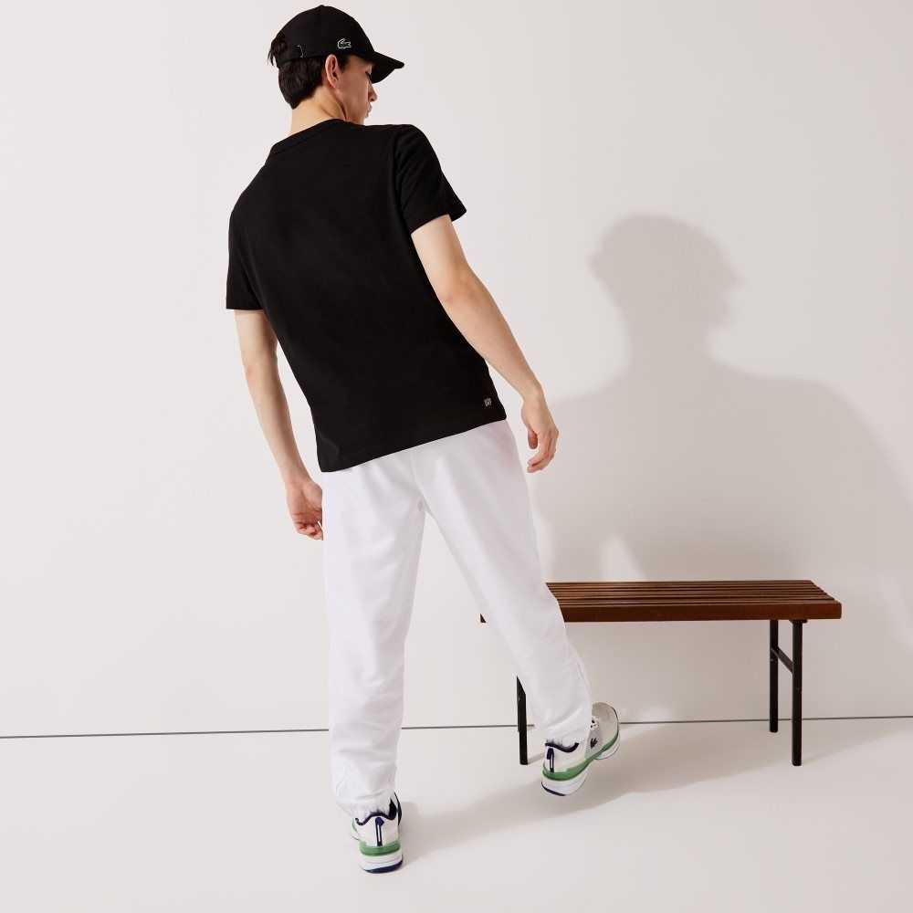 White Lacoste SPORT Lightweight Fabric Tracksuit Pants | VYQPFS-276