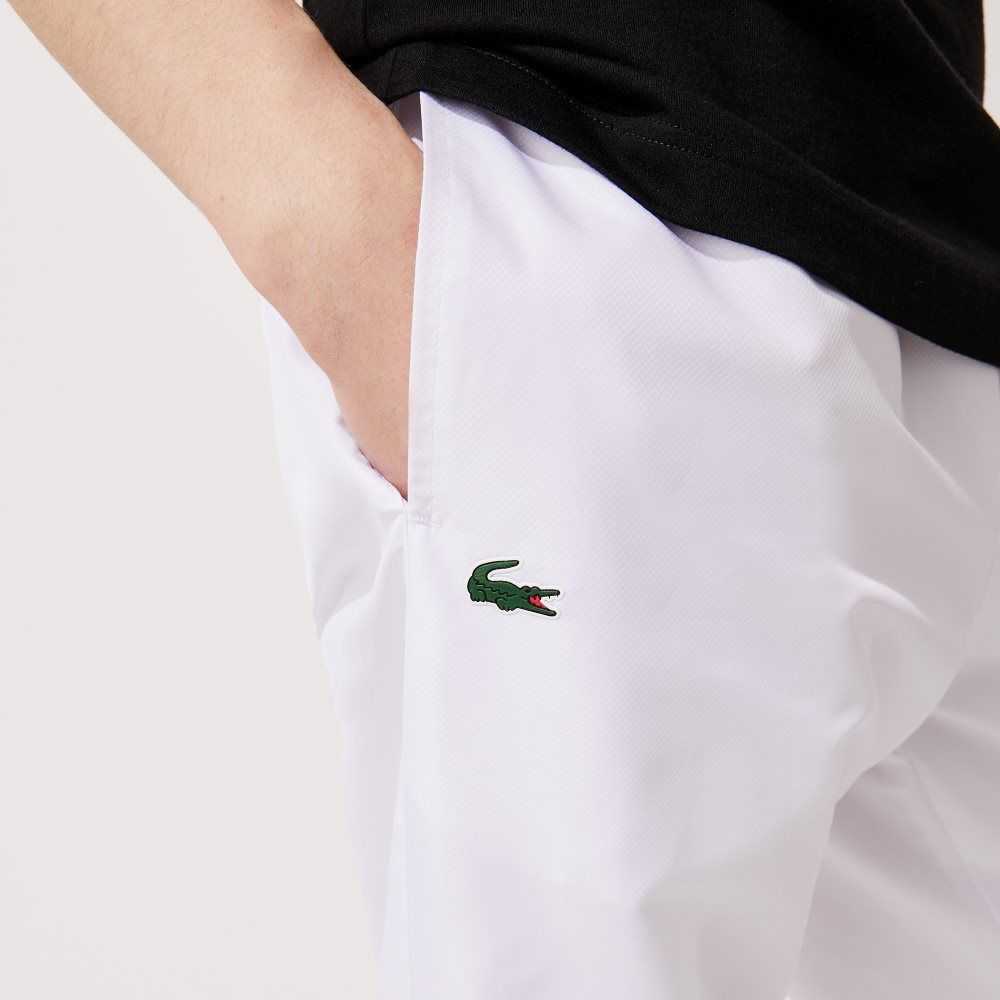 White Lacoste SPORT Lightweight Fabric Tracksuit Pants | VYQPFS-276