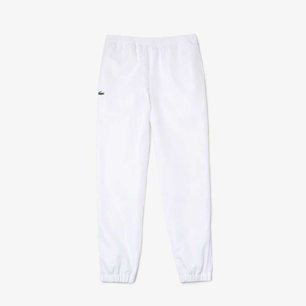 White Lacoste SPORT Lightweight Fabric Tracksuit Pants | VYQPFS-276