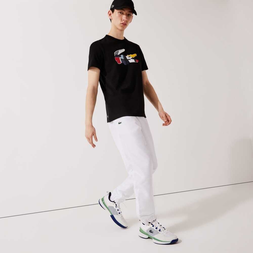 White Lacoste SPORT Lightweight Fabric Tracksuit Pants | VYQPFS-276