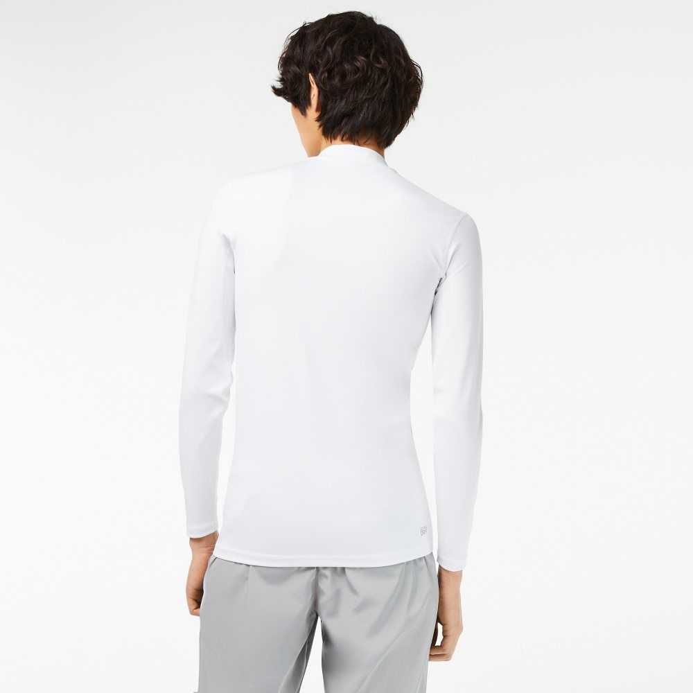 White Lacoste SPORT Long Sleeve Tight Fit T-Shirt | MRIZUQ-756