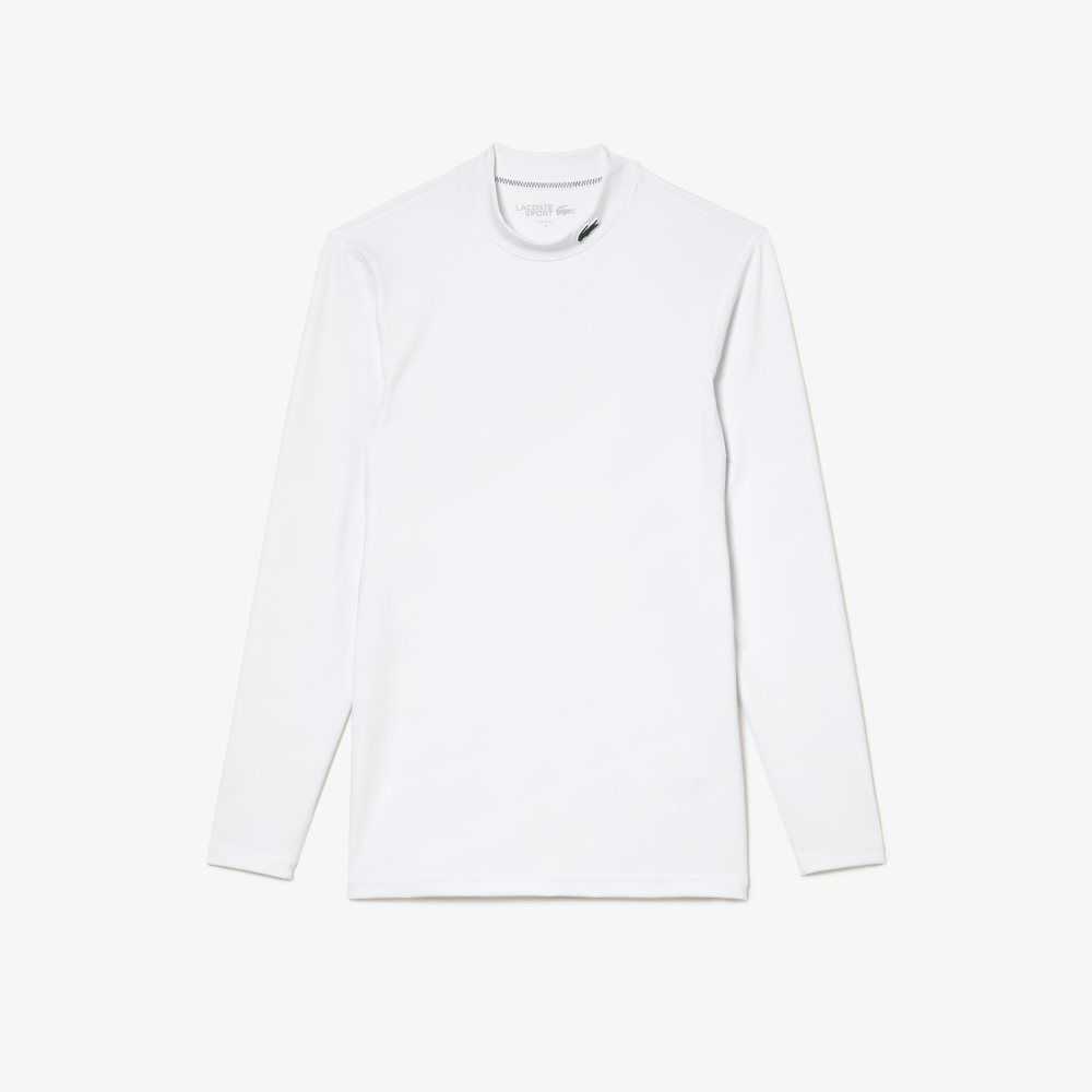 White Lacoste SPORT Long Sleeve Tight Fit T-Shirt | MRIZUQ-756