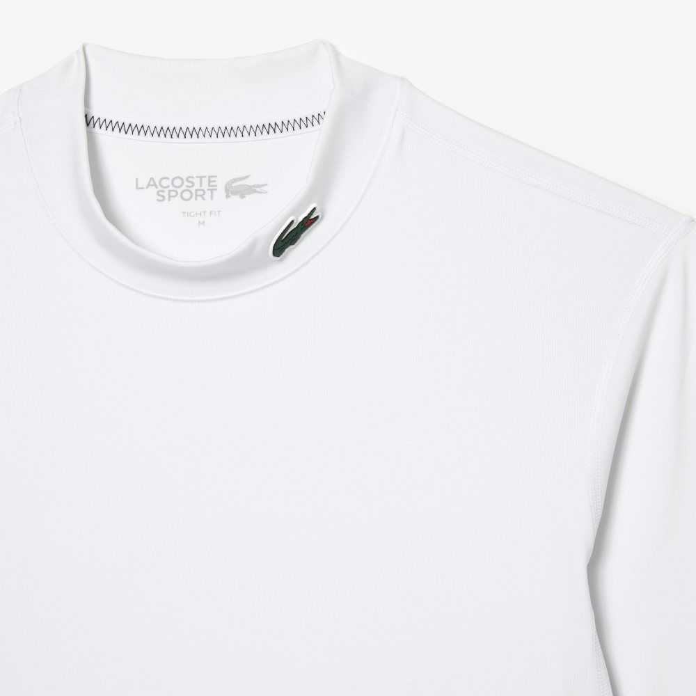 White Lacoste SPORT Long Sleeve Tight Fit T-Shirt | MRIZUQ-756