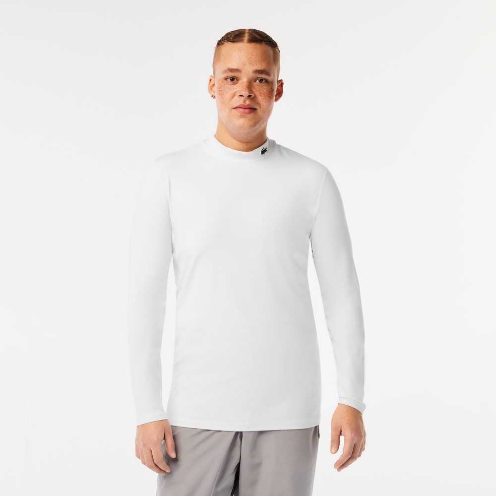 White Lacoste SPORT Long Sleeve Tight Fit T-Shirt | MRIZUQ-756