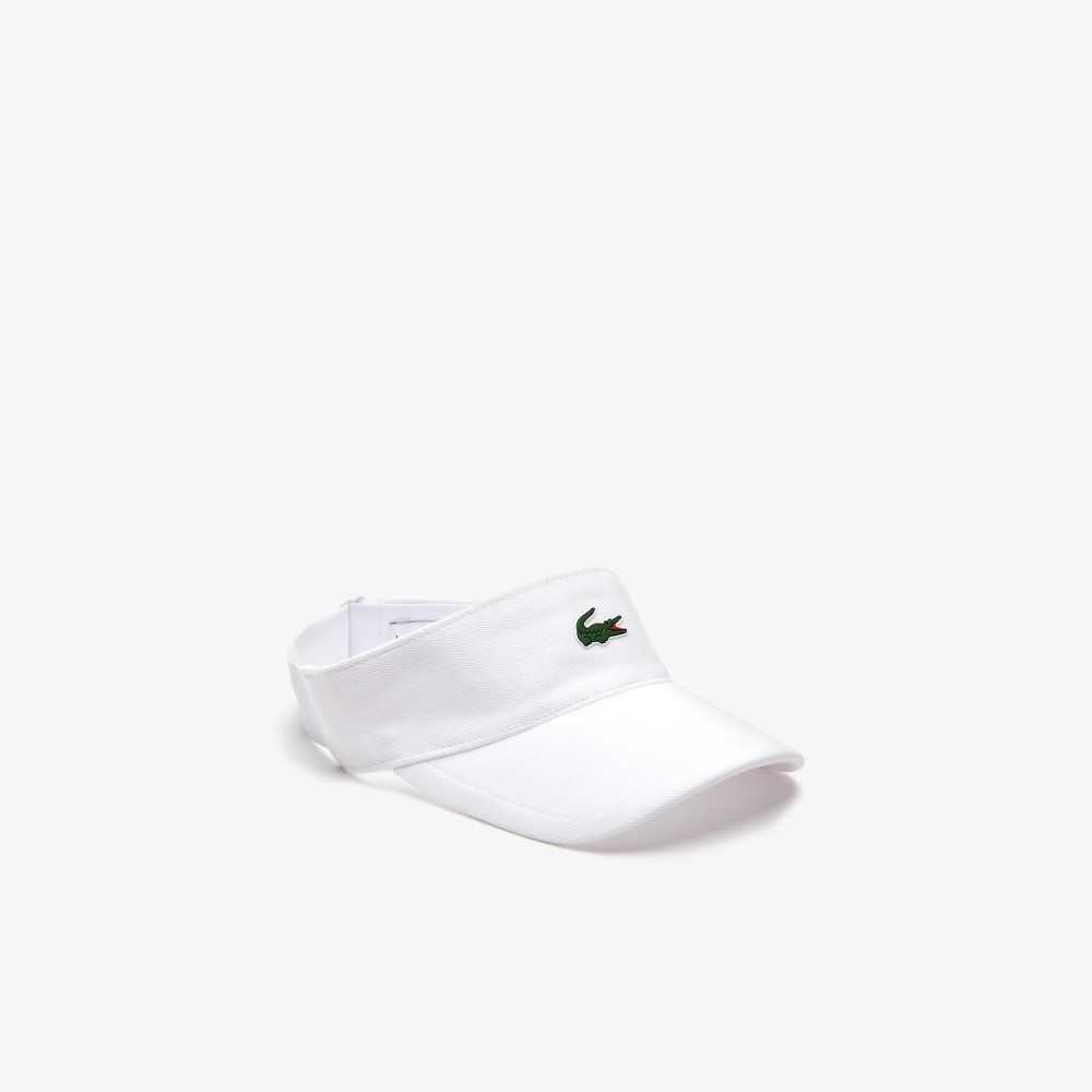 White Lacoste SPORT Pique And Fleece Tennis Visor | YJKDXA-932