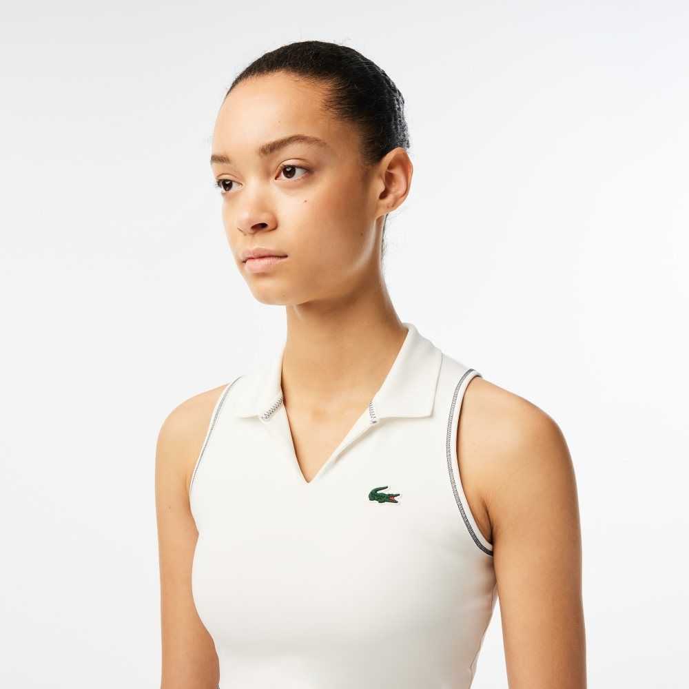 White Lacoste SPORT Polo-Style SPORTs Bra | YVCBDL-805