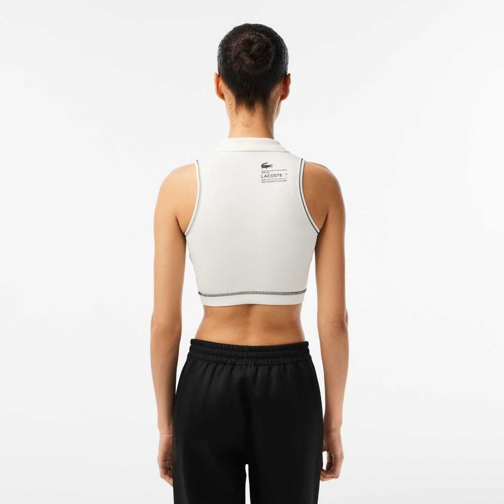 White Lacoste SPORT Polo-Style SPORTs Bra | YVCBDL-805