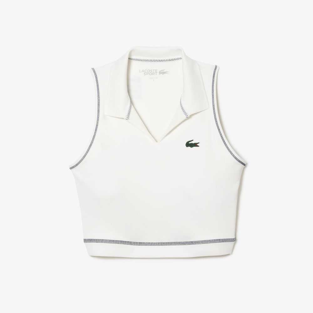 White Lacoste SPORT Polo-Style SPORTs Bra | YVCBDL-805