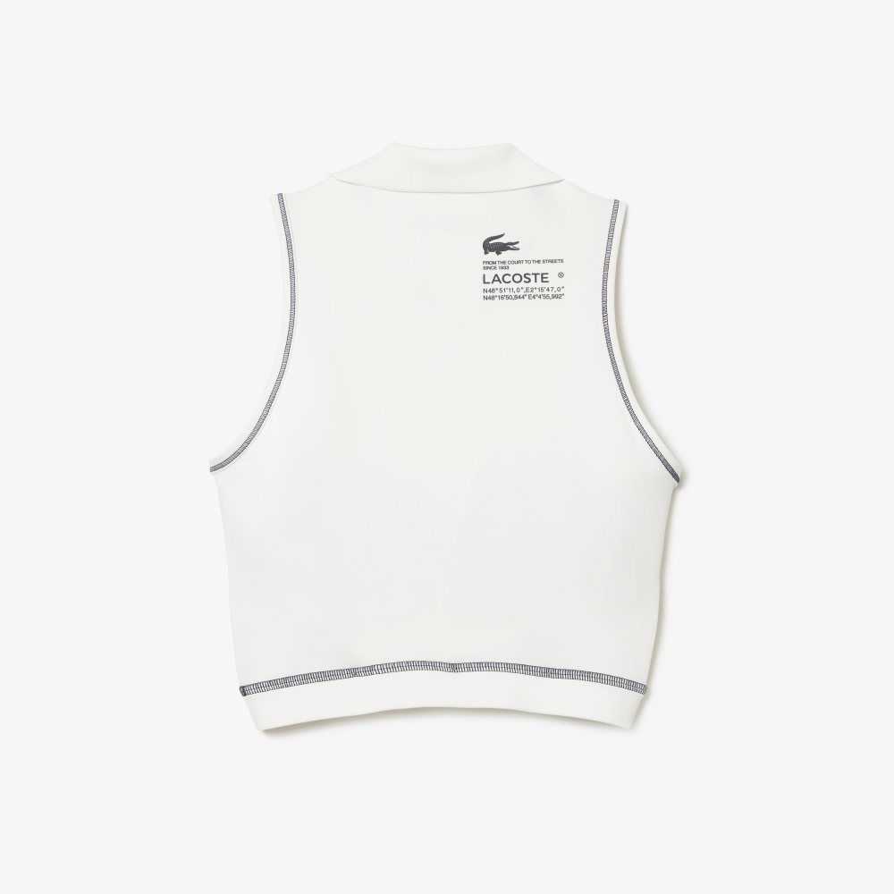 White Lacoste SPORT Polo-Style SPORTs Bra | YVCBDL-805