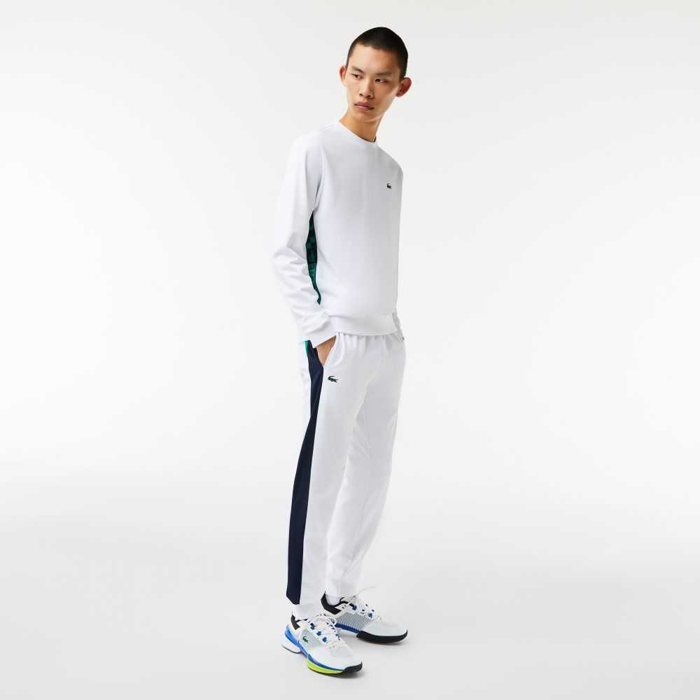 White Lacoste SPORT Printed Tennis Sweatshirt | GLNYFI-018