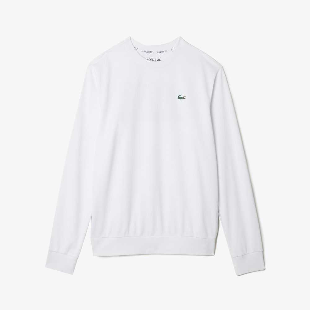 White Lacoste SPORT Printed Tennis Sweatshirt | GLNYFI-018