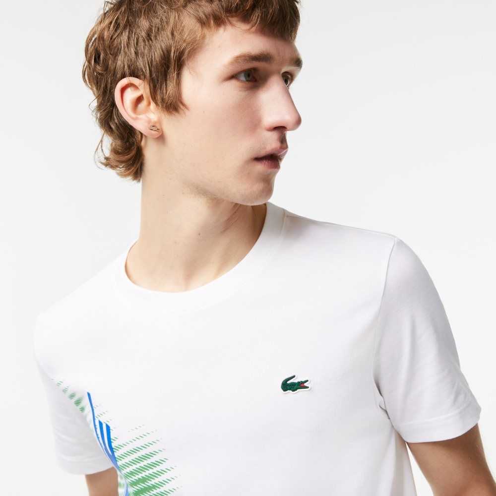 White Lacoste SPORT Regular Fit T-Shirt with Contrast Branding | OSLXBD-527