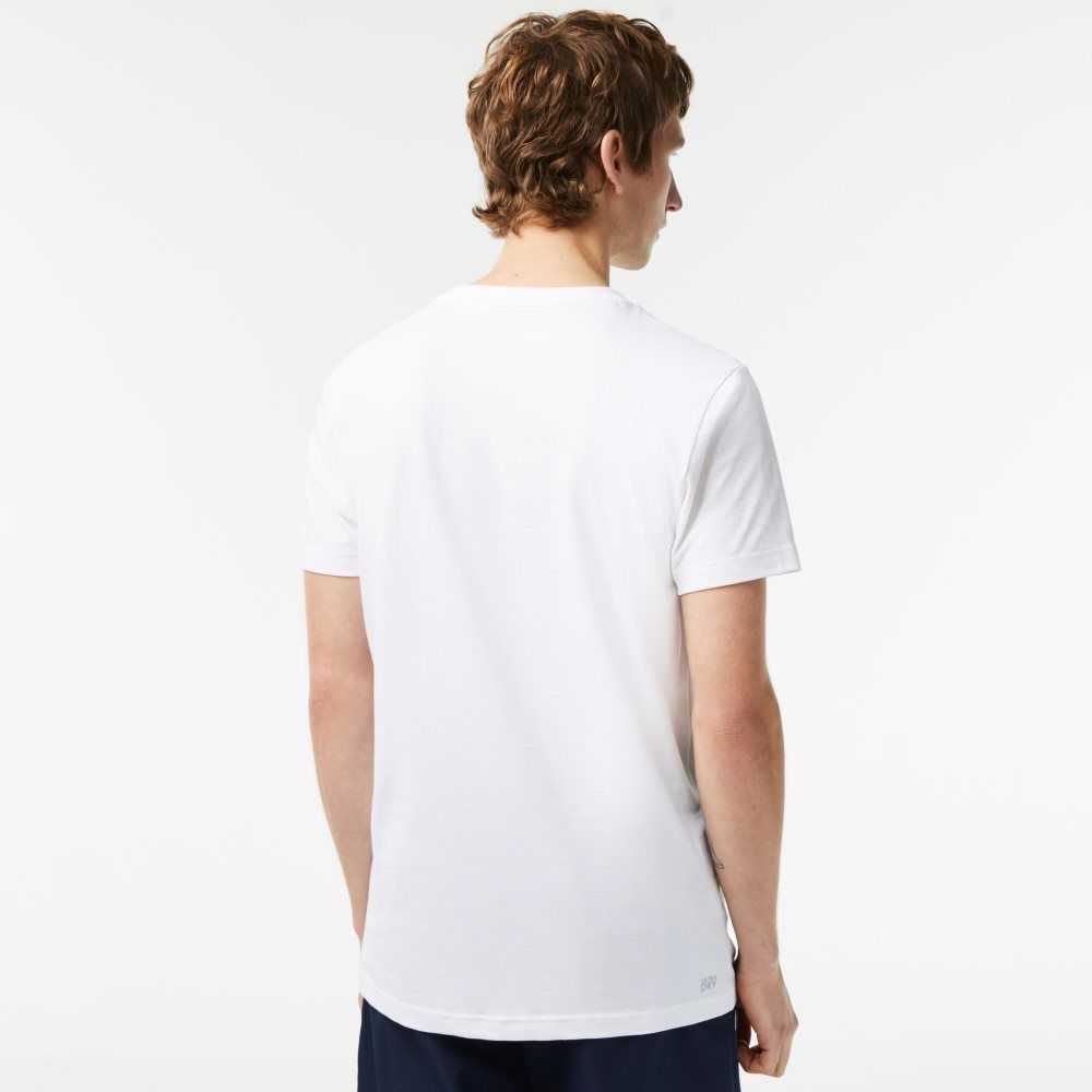 White Lacoste SPORT Regular Fit T-Shirt with Contrast Branding | OSLXBD-527