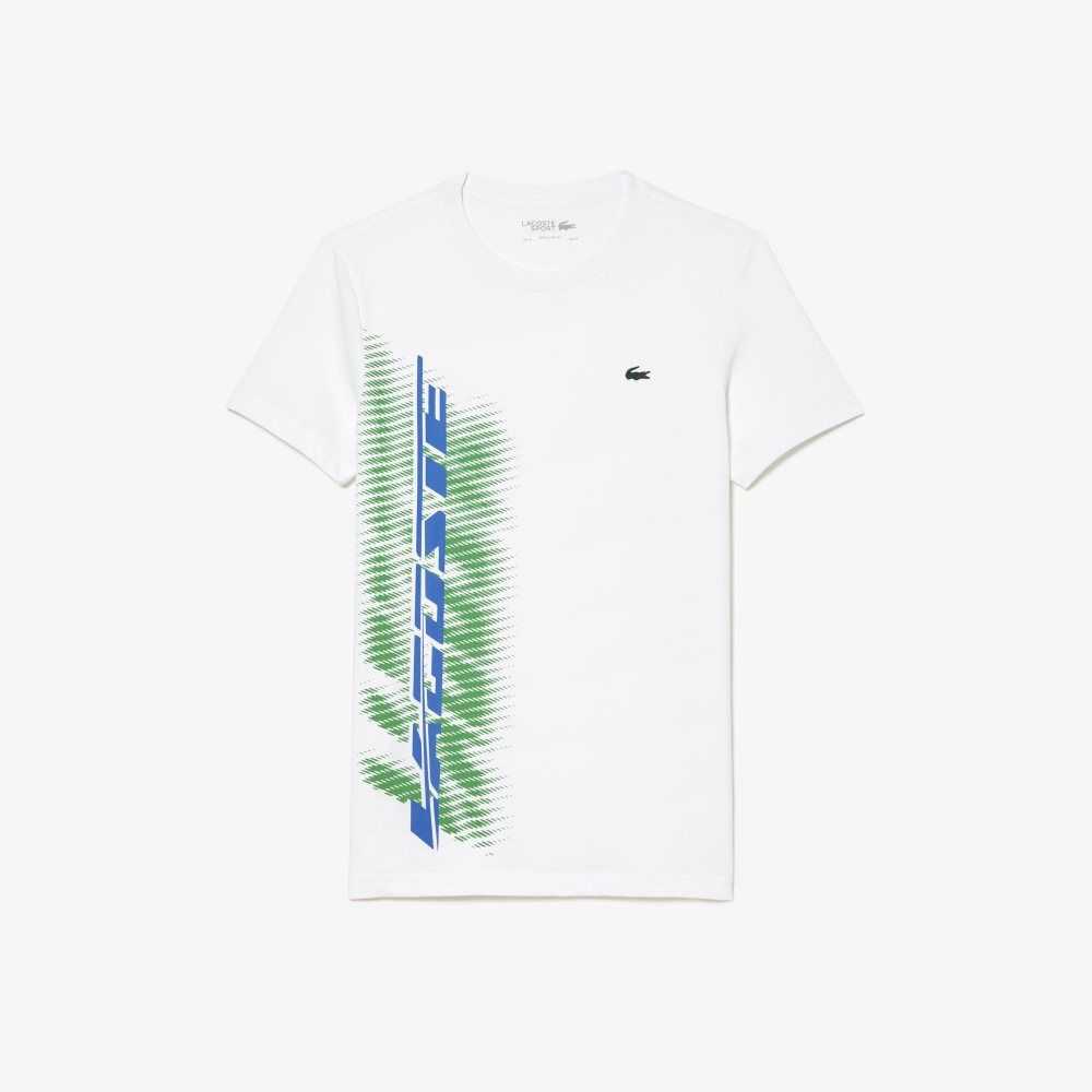 White Lacoste SPORT Regular Fit T-Shirt with Contrast Branding | OSLXBD-527