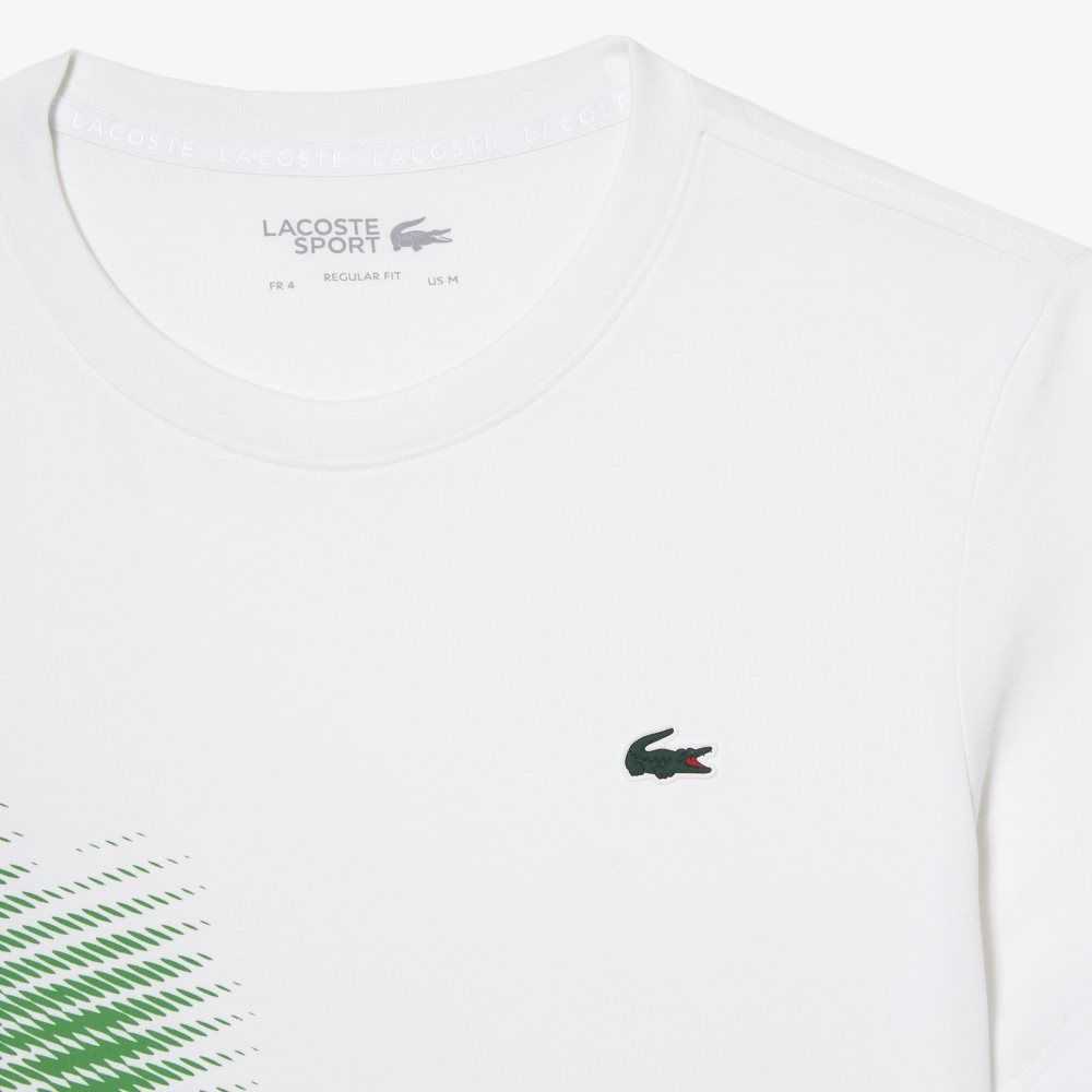 White Lacoste SPORT Regular Fit T-Shirt with Contrast Branding | OSLXBD-527