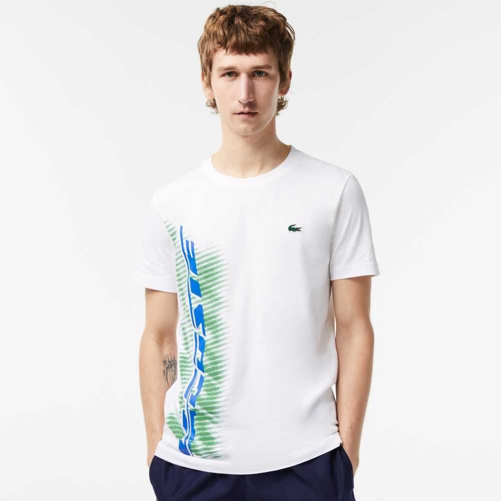 White Lacoste SPORT Regular Fit T-Shirt with Contrast Branding | OSLXBD-527